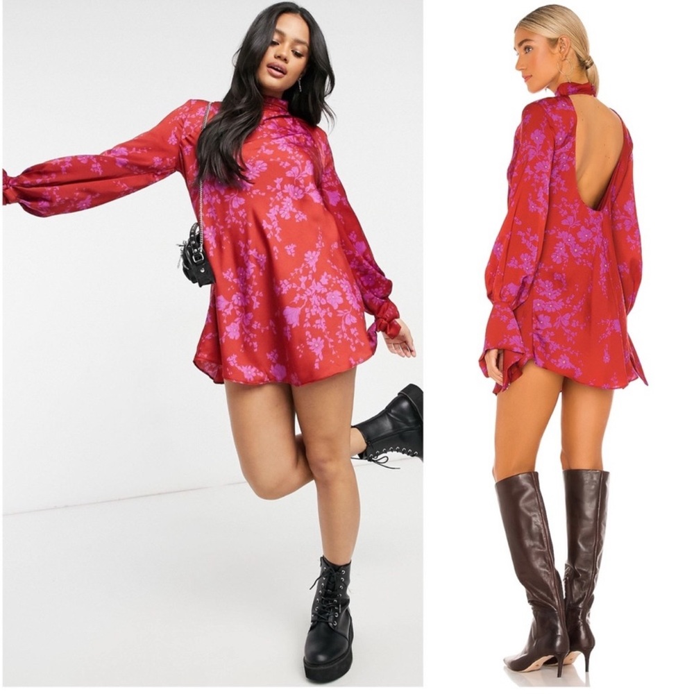 NWT Free People Aries Open Back Long Sleeve Mini Dress Medium